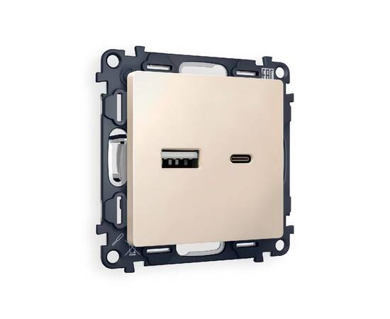 Комплект механизма розетки 2USB A+C 20W (быстрая зарядка) Ambrella Volt Alfa MA331010