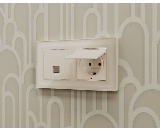 Комплект механизма телефонной розетки RJ-11(4P4C) со шторкой Ambrella Volt Alfa MA332030, изображение 2