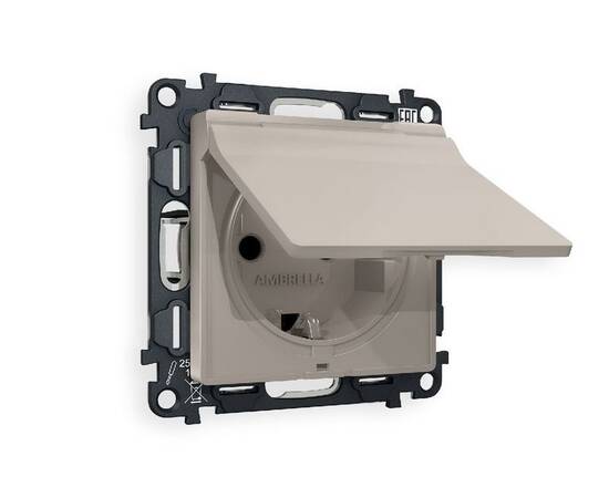 Комплект механизма розетки с/з со шторками и крышкой Ambrella Volt Alfa MA368010
