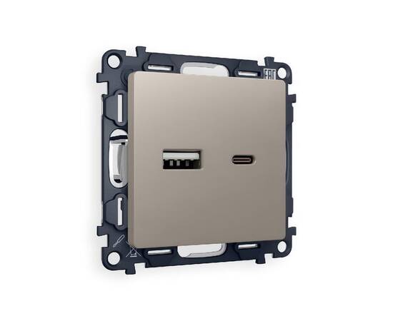 Комплект механизма розетки 2USB A+C 20W (быстрая зарядка) Ambrella Volt Alfa MA371010