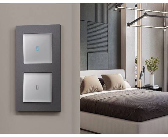 Комплект механизма 1-кл проходного выключателя с подсветкой Ambrella Volt Alfa MA402040, изображение 2