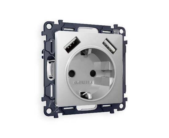 Комплект механизма розетки 2USB A+A 18W (быстрая зарядка) с/з Ambrella Volt Alfa MA409010