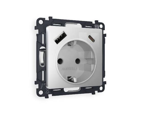 Комплект механизма розетки 2USB A+C 20W (быстрая зарядка) с/з Ambrella Volt Alfa MA410010