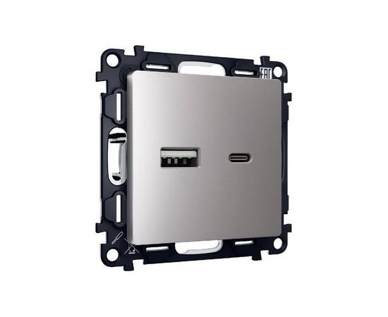 Комплект механизма розетки 2USB A+C 20W (быстрая зарядка) Ambrella Volt Alfa MA511010