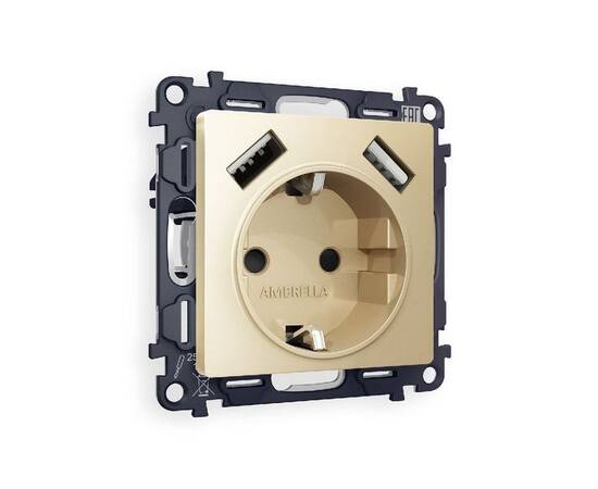 Комплект механизма розетки 2USB A+A 18W (быстрая зарядка) с/з Ambrella Volt Alfa MA609010