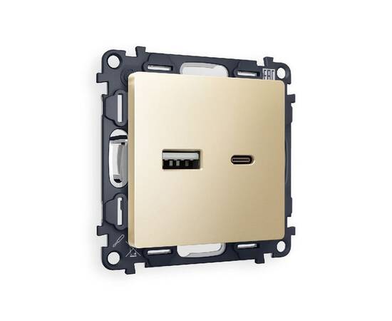 Комплект механизма розетки 2USB A+C 20W (быстрая зарядка) Ambrella Volt Alfa MA611010