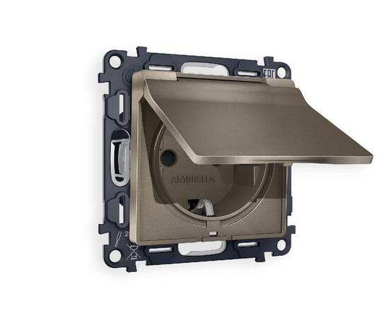 Комплект механизма розетки с/з со шторками и крышкой Ambrella Volt Alfa MA638010
