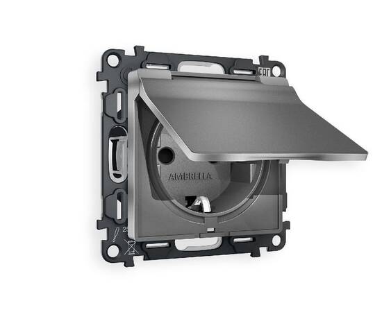 Комплект механизма розетки с/з со шторками и крышкой Ambrella Volt Alfa MA658010