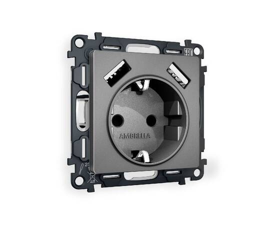 Комплект механизма розетки 2USB A+A 18W (быстрая зарядка) с/з Ambrella Volt Alfa MA659010