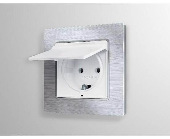 Комплект механизма розетки с/з со шторками и крышкой Ambrella Volt Alfa MA128010, изображение 2