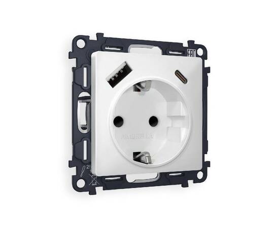 Комплект механизма розетки 2USB A+C 20W (быстрая зарядка) с/з Ambrella Volt Alfa MA130010