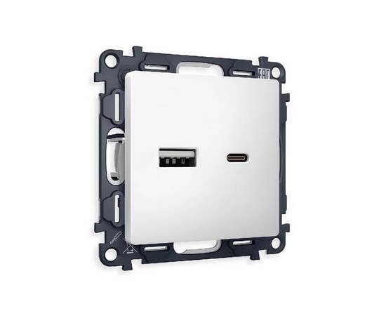 Комплект механизма розетки 2USB A+C 20W (быстрая зарядка) Ambrella Volt Alfa MA131010