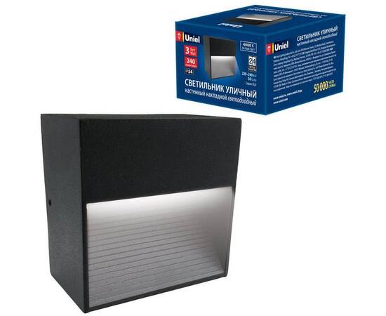 Уличный настенный светодиодный светильник Uniel ULU-S03A-3W/4000K IP54 Black UL-00006804