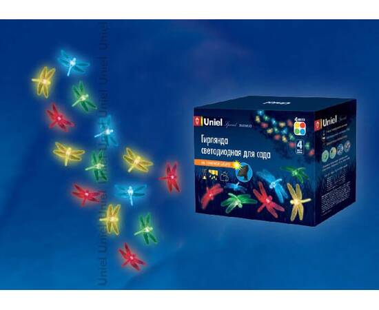 Гирлянда на солнечных батареях 400см разноцветная Uniel Special USL-S-123/PT4000 Dragonflies 05302, изображение 2