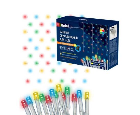 Гирлянда на солнечных батареях Uniel Занавес USL-S-132/PT1515 Multicolor Curtain UL-00006539, изображение 3