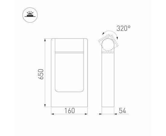 Уличный светодиодный светильник Arlight LGD-Path-Frame-Rotary-H650G-6W Warm3000 029436(1), изображение 2