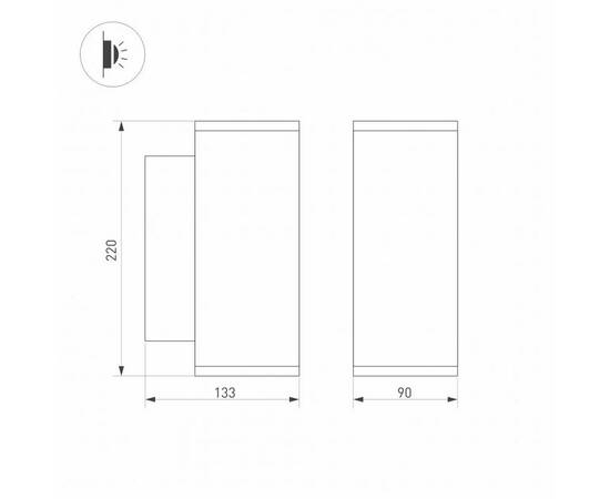 Уличный настенный светодиодный светильник Arlight LGD-Forma-Wall-Twin-R90-2x12W Warm3000 029970, изображение 2