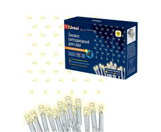 Гирлянда на солнечных батареях Uniel Занавес USL-S-131/PT1515 Warm White Curtain UL-00006538, изображение 4