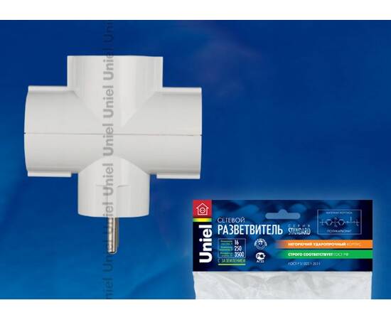 Переходник сетевой Uniel 3гн с/з Стандарт S-GES3-16T 06704, изображение 2