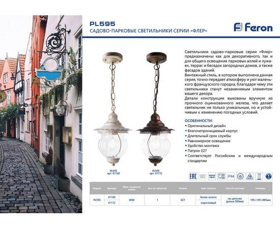 Уличный подвесной светильник Feron Флер PL595 41172, изображение 2