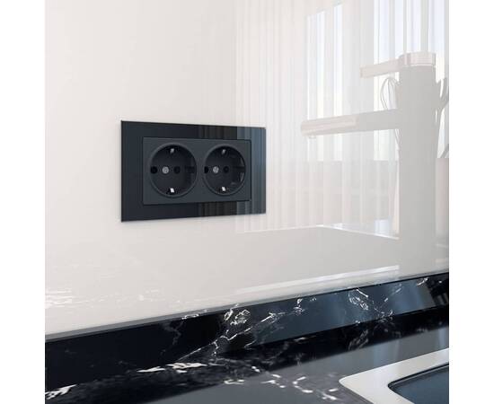 Розетка Werkel двойная с заземлением черный матовый W1172008 4690389156922, изображение 2
