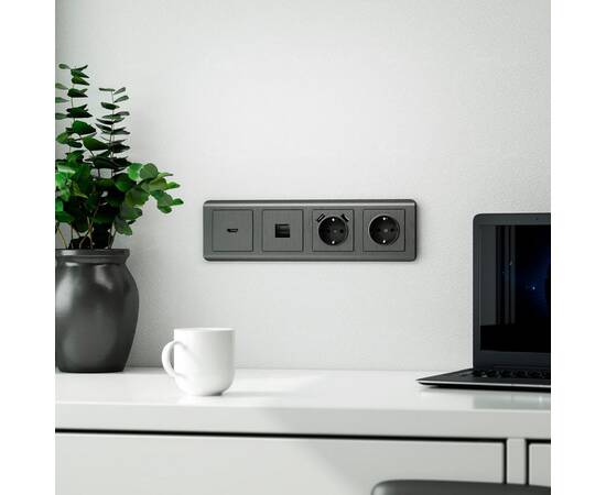 Розетка Ethernet RJ-45 Werkel графит рифленый W1181004 4690389158674, изображение 3