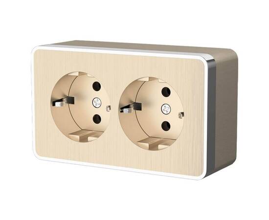 Розетка Werkel двойная с заземлением Gallant шампань рифленый W5072110 4690389164682