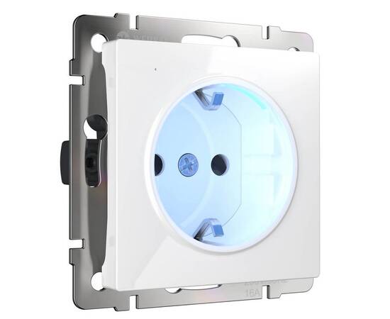 Розетка с заземлением и подсветкой Werkel белая W1171401 4690389155338