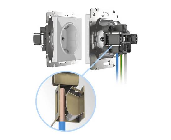 Розетка с заземлением, безвинтовой зажим Werkel слоновая кость W1171303 4690389155772, изображение 3