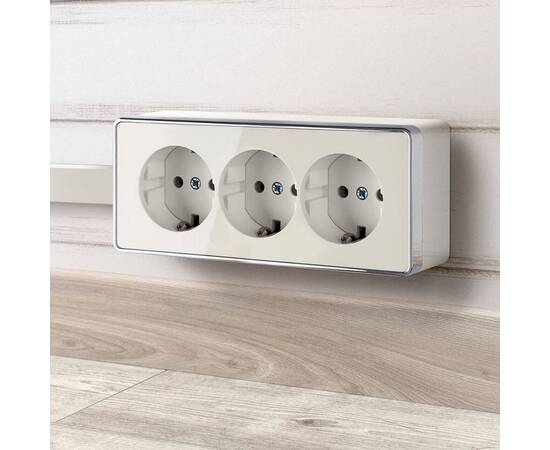 Розетка тройная с заземлением и шторками Werkel Gallant слоновая кость W5073103 4690389163906, изображение 2