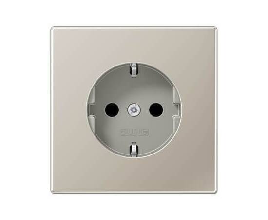 Розетка с заземлением безвинтовой зажим Jung LS 990 edelstahl ES1520