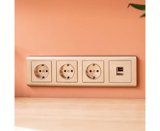 Розетка с заземлением Werkel шампань рифленый W1171010 4690389160325, изображение 4