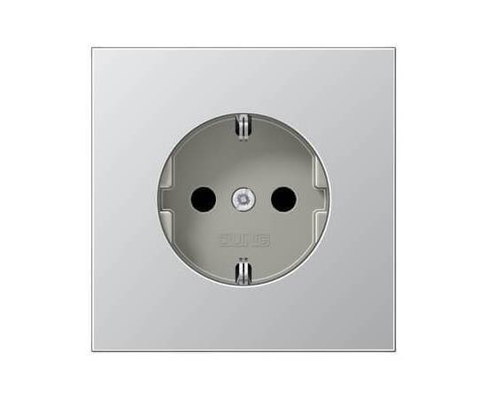 Розетка с заземлением безвинтовой зажим Jung LS 990 алюминий AL1520