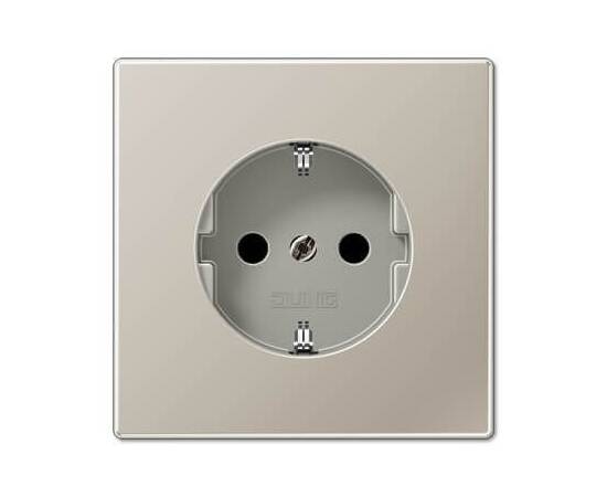 Розетка с заземлением с защитными шторками безвинтовой зажим Jung LS 990 edelstahl ES1520KI