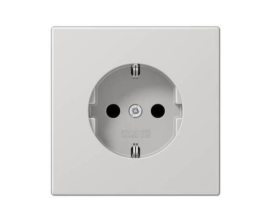 Розетка с заземлением с защитными шторками безвинтовой зажим Jung LS 990 светло-серая LS1520KILG