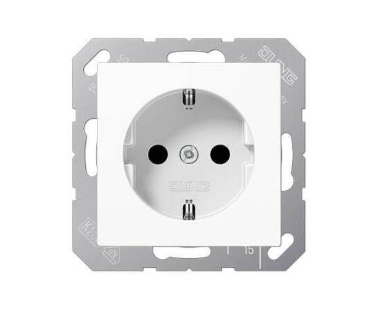 Розетка с заземлением безвинтовой зажим Jung A 500 белая