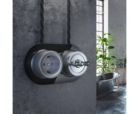 Розетка Werkel с заземлением Ретро матовый хром WL19-10-01 4690389143434, изображение 4