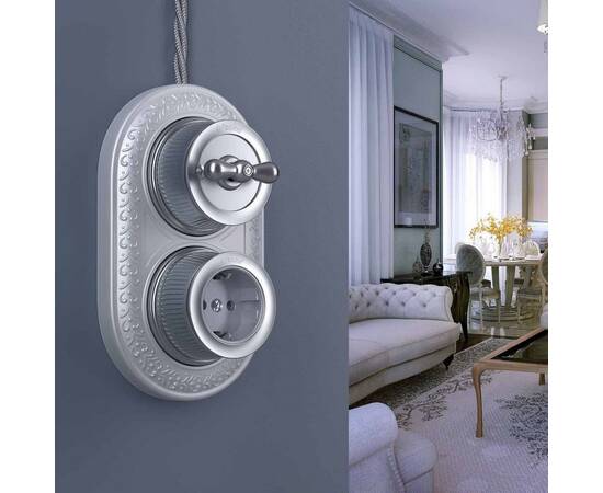 Розетка Werkel с заземлением Ретро матовый хром WL19-10-01 4690389143434, изображение 5