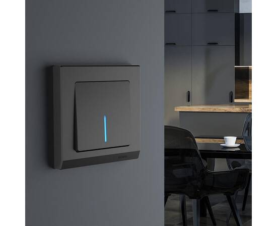 Выключатель Werkel одноклавишный проходной с подсветкой черный матовый W1112108 4690389156670, изображение 4