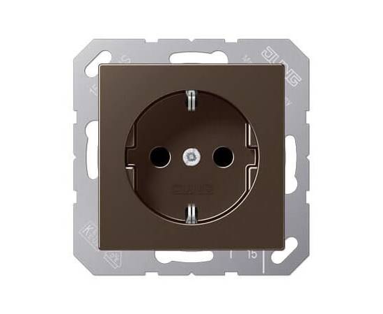 Розетка с заземлением безвинтовой зажим Jung A 500 мокка A1520MO