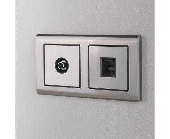 Лицевая панель Werkel розетки RJ45 и RJ11 глянцевый никель WL02-RJ-CP 4690389100406, изображение 2