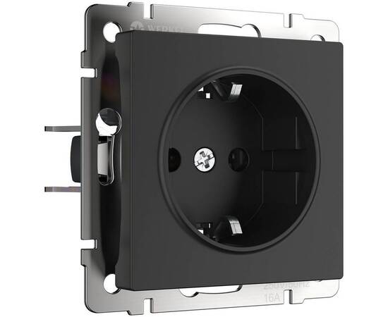 Розетка Werkel с заземлением и шторками черный матовый W1171108 4690389156885