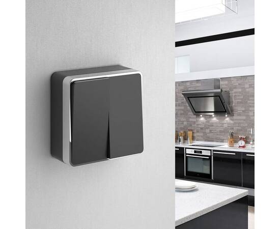 Выключатель двухклавишный Werkel Gallant черный/хром W5020035 4690389164163, изображение 2