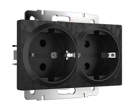 Розетка Werkel Hammer двойная с заземлением черный W1272008 4690389162961