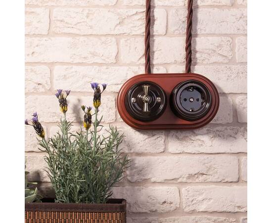 Выключатель Werkel на 4 положения двухклавишный Retro коричневый W5620014 4690389166754, изображение 4