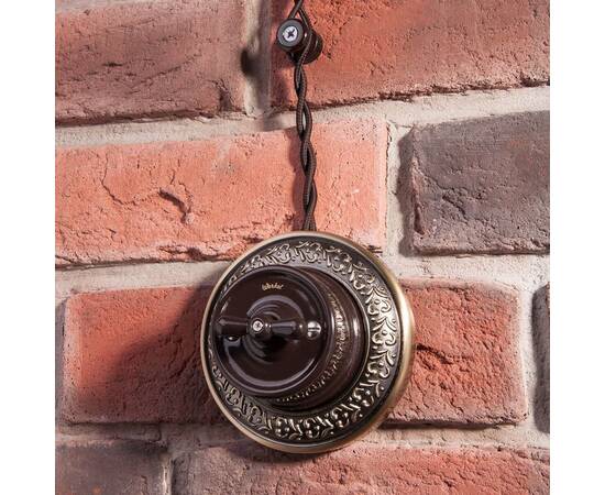 Выключатель Werkel на 4 положения двухклавишный Retro коричневый W5620014 4690389166754, изображение 6