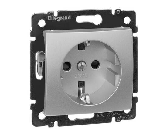 Розетка 2К+3 Legrand Valena 16A 250V с/з со шторками винтовой зажим алюминий 770121