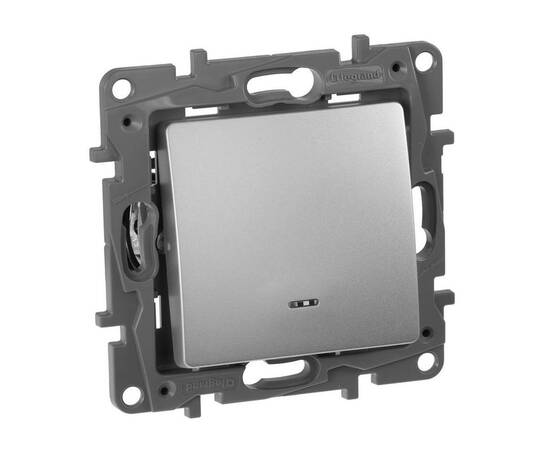 Выключатель 1-но клавишный с подсветкой, алюминий 672403