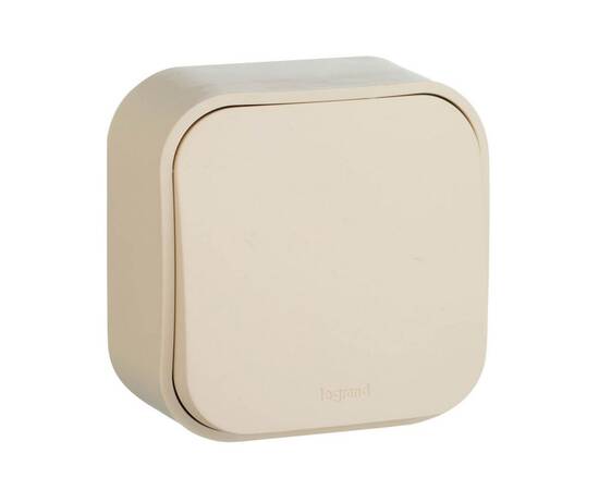 Выключатель одноклавишный кнопочный Legrand Quteo 6A 250V слоновая кость 782235