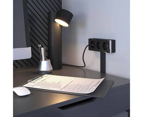 Розетка тройная с/з со шторками Werkel Gallant черный/хром, изображение 2